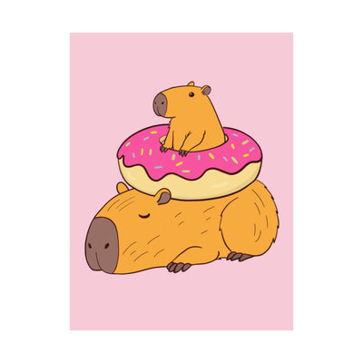 Cute & Funny Capybara Wall Art Print – Capybara Donut Bliss