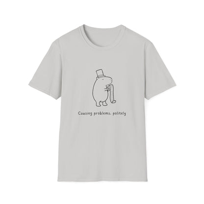 Funny Minimalist Tee - Capybara Causing Problems Politely