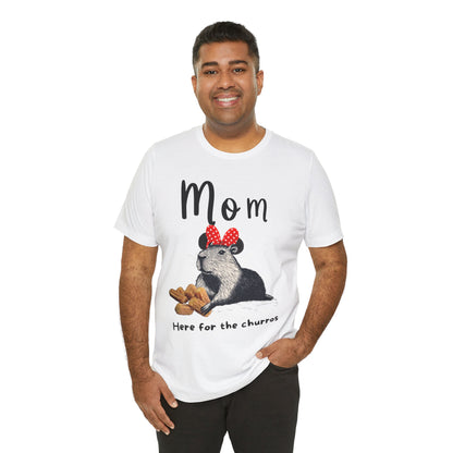 Mom Theme Park Here for the Churros Tee -  Capybara Snack Unisex Jersey Short Sleeve Shirt