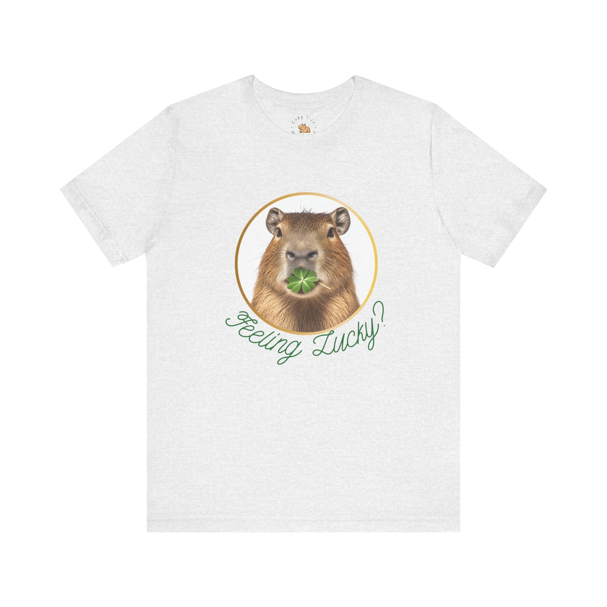 St Patrick's Day Feeling Lucky Tee - Lucky Capybara Unisex Jersey Short Sleeve Shirt