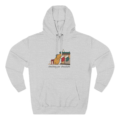 Checking for Chocolate Funny Christmas Capybara Fleece Hoodie