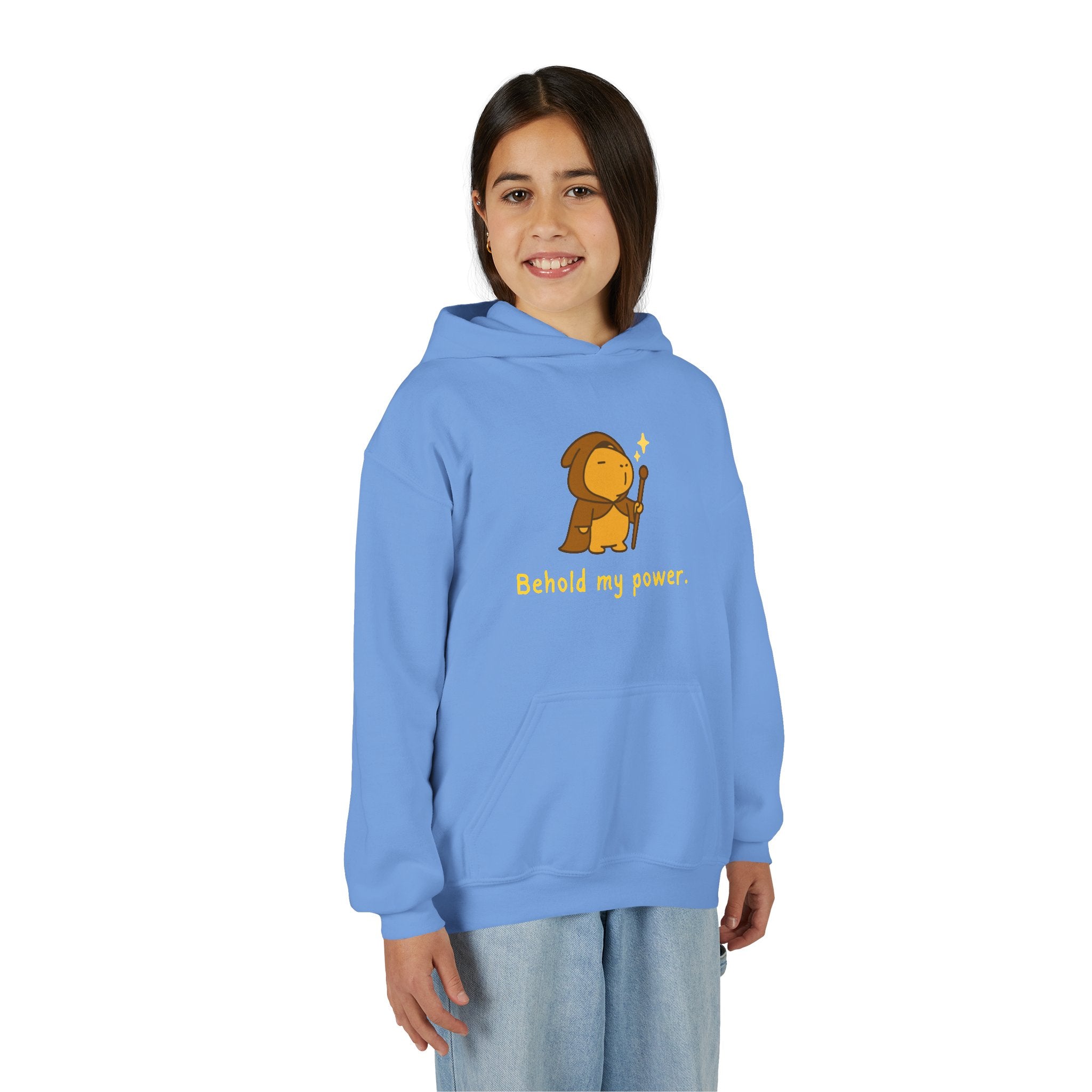 Behold My Power Kids Hoodie — Cozy Wizard Capybara Hoodie for Children | Cute Fantasy Sweatshirt