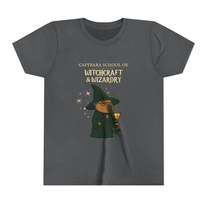 Whimsical Youth Tee - Capybara Professor McGonagall Shirt, Capybara School of Witchcraft & Wizardry, Funny Harry Potter Parody | Magical Fandom Gift |  Unisex Tee