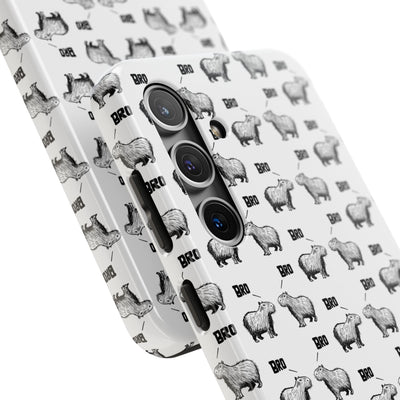 “Bro, Bro" Patterned Funny Capybara Phone Case