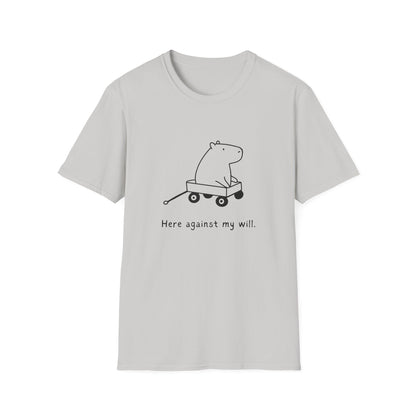 Funny Minimalist Tee - Here Against My Will Capybara Shirt