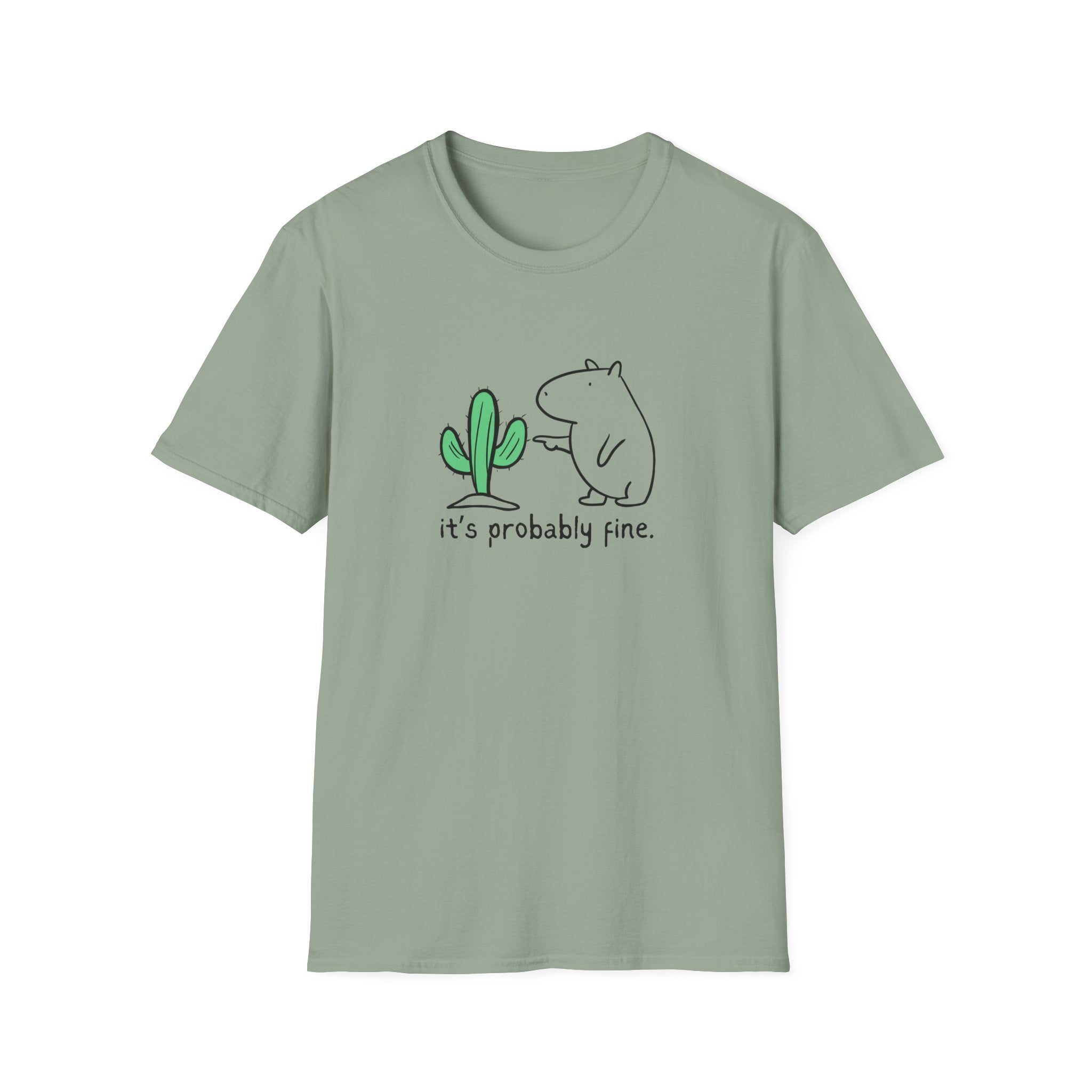 “It's Probably Fine” Funny Capybara Cactus Softstyle Tee
