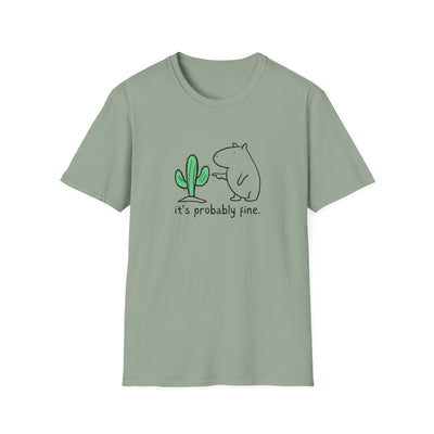 “It's Probably Fine” Funny Capybara Cactus Softstyle Tee