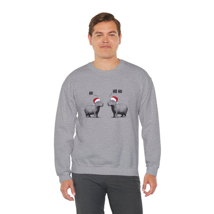 Ho Ho Ho Capybara Christmas Sweatshirt – Cute Minimalist Holiday Sweater (Unisex, Cozy Winter Gift)