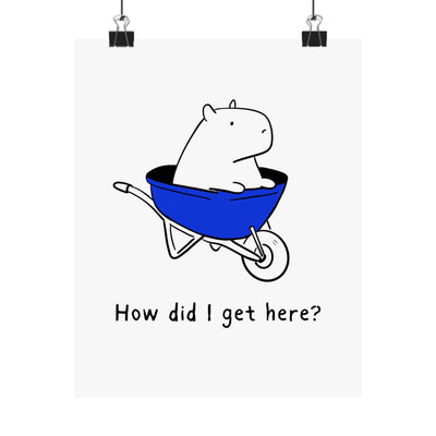 Funny Capybara Wall Art Print - How Did I Get Here? | Minimalist Animal Wall Decor