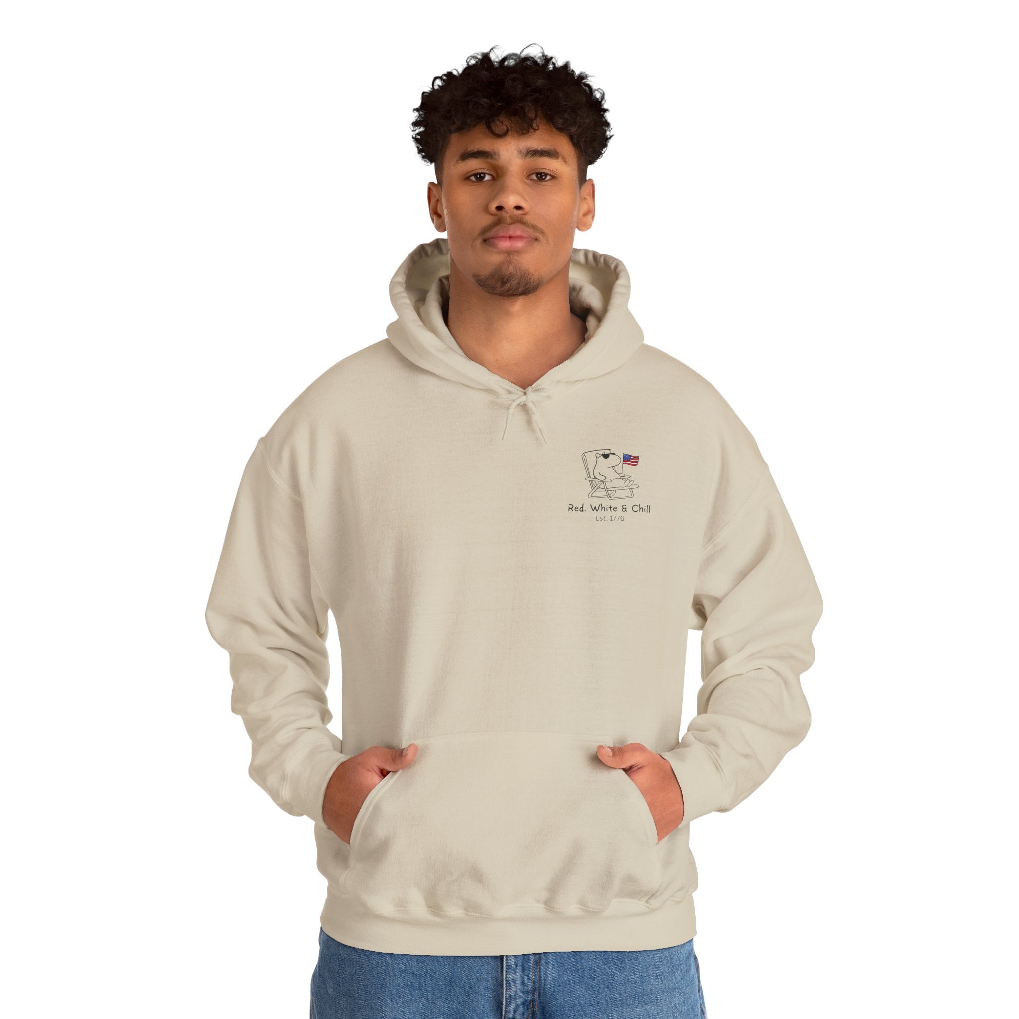 America Hoodie - Patriotic Capybara "Red White & Chill" Adult Hoodie