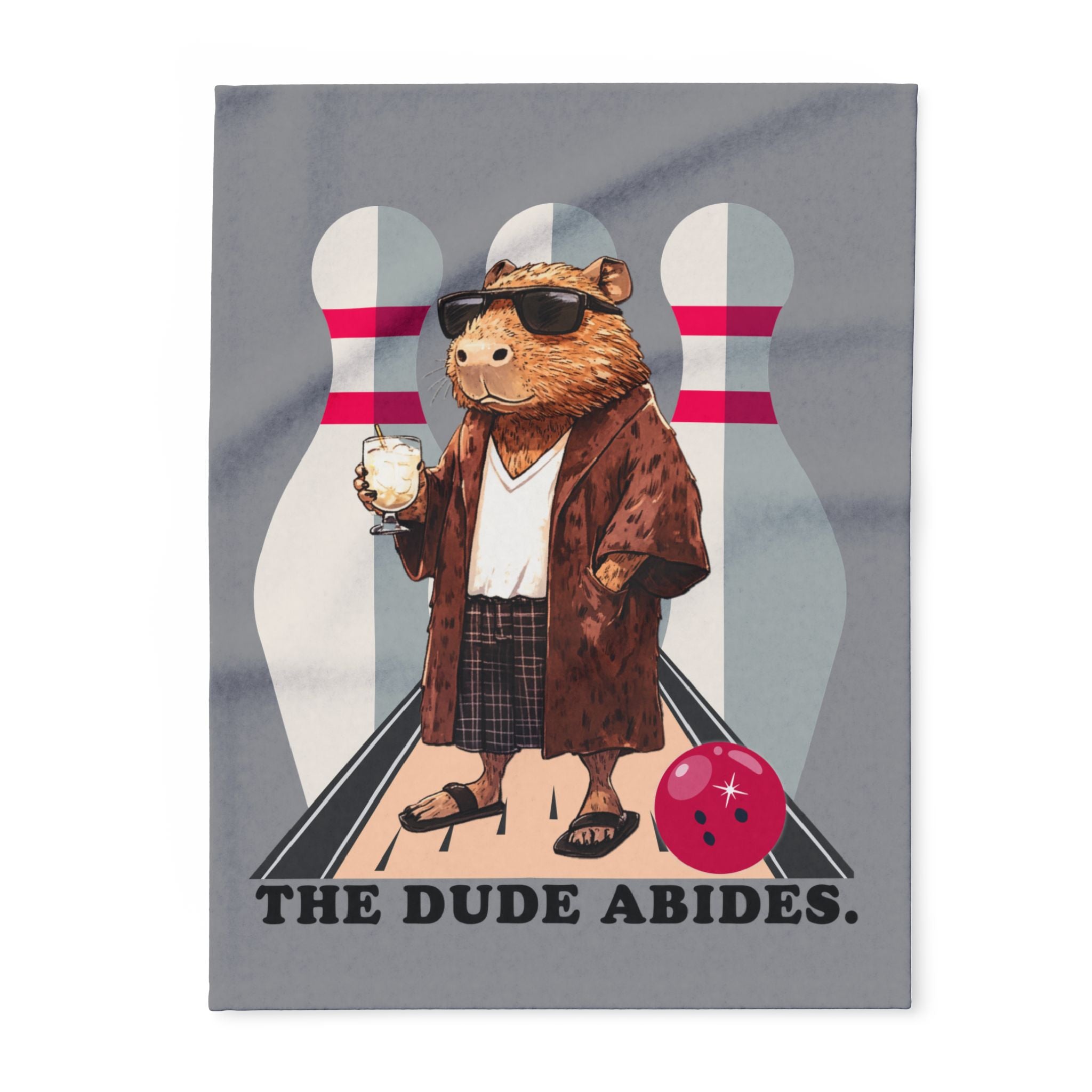 The Dude Abides, The Big Lebowski Parody Capybara Fleece Blanket