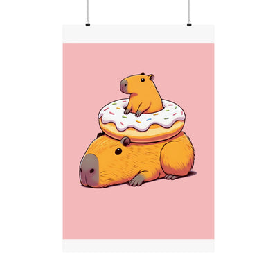Cute & Funny Capybara Wall Art Print – Capybara Donut Bliss