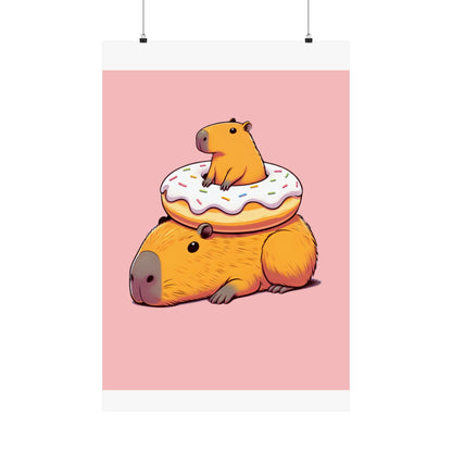 Cute & Funny Capybara Wall Art Print – Capybara Donut Bliss