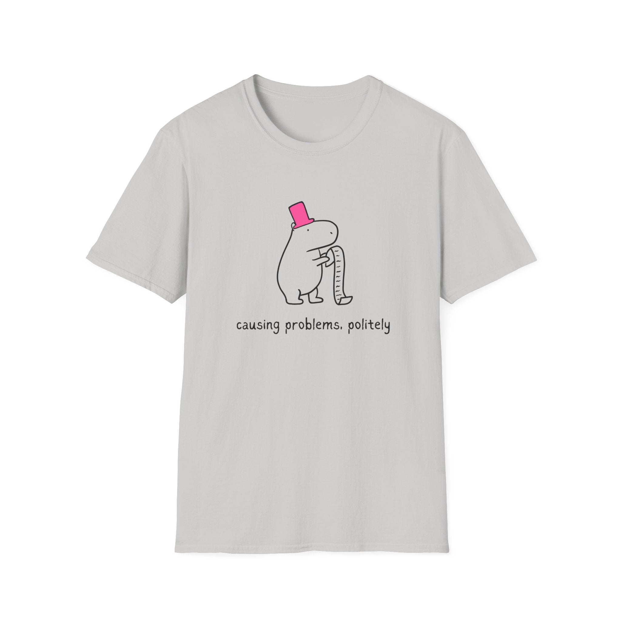 "Causing Problems Politely" Funny Capybara Softstyle Tee