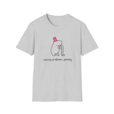 "Causing Problems Politely" Funny Capybara Softstyle Tee