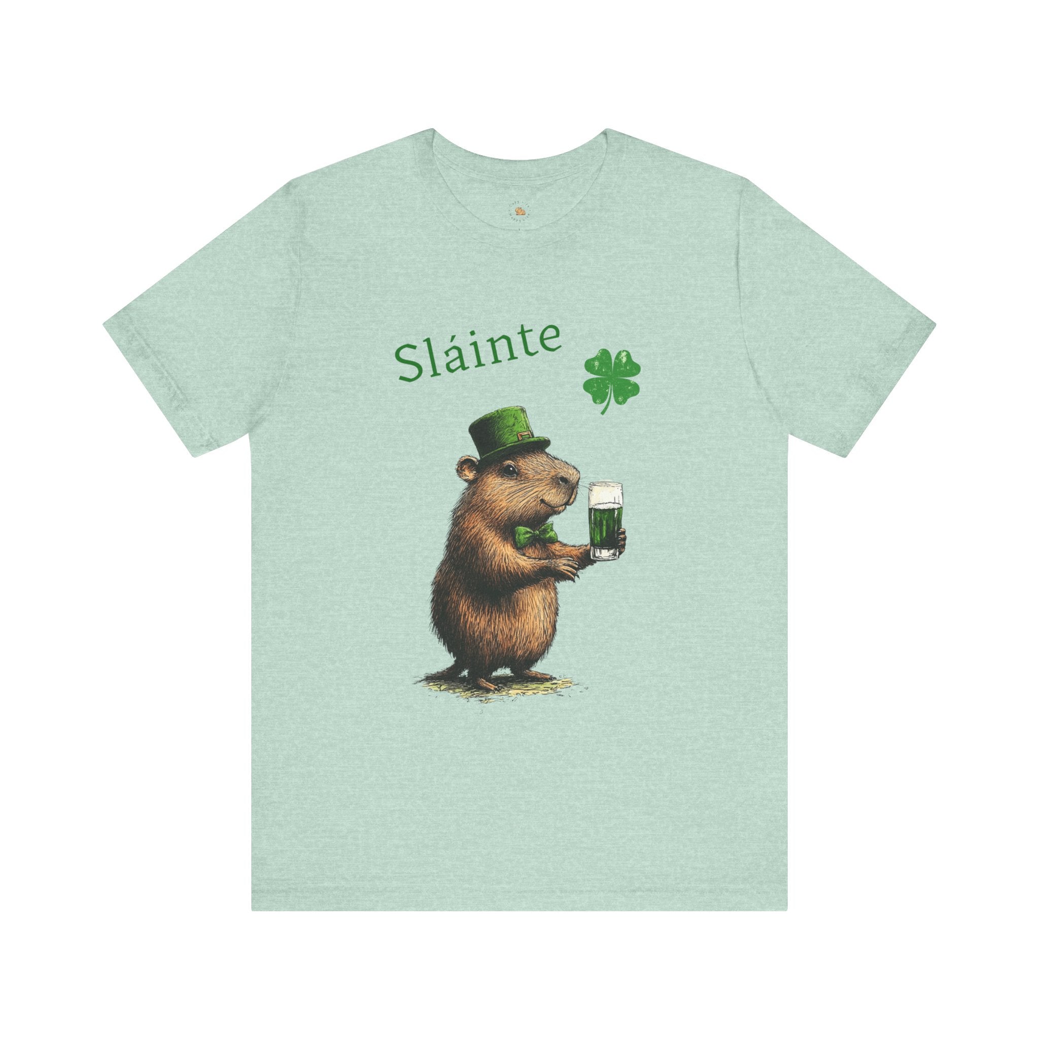 St Patrick's Day Luck Sláinte ToastTee -  Capybara Cheers Unisex Jersey Short Sleeve Shirt