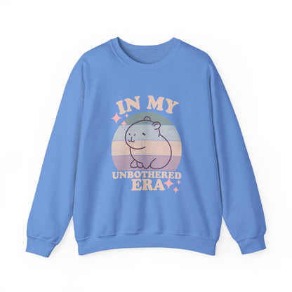 In My Unbothered Era Capybara Sweatshirt – Funny Chill Era Crewneck for Adults – Cozy Capy Life Retro Sun Design