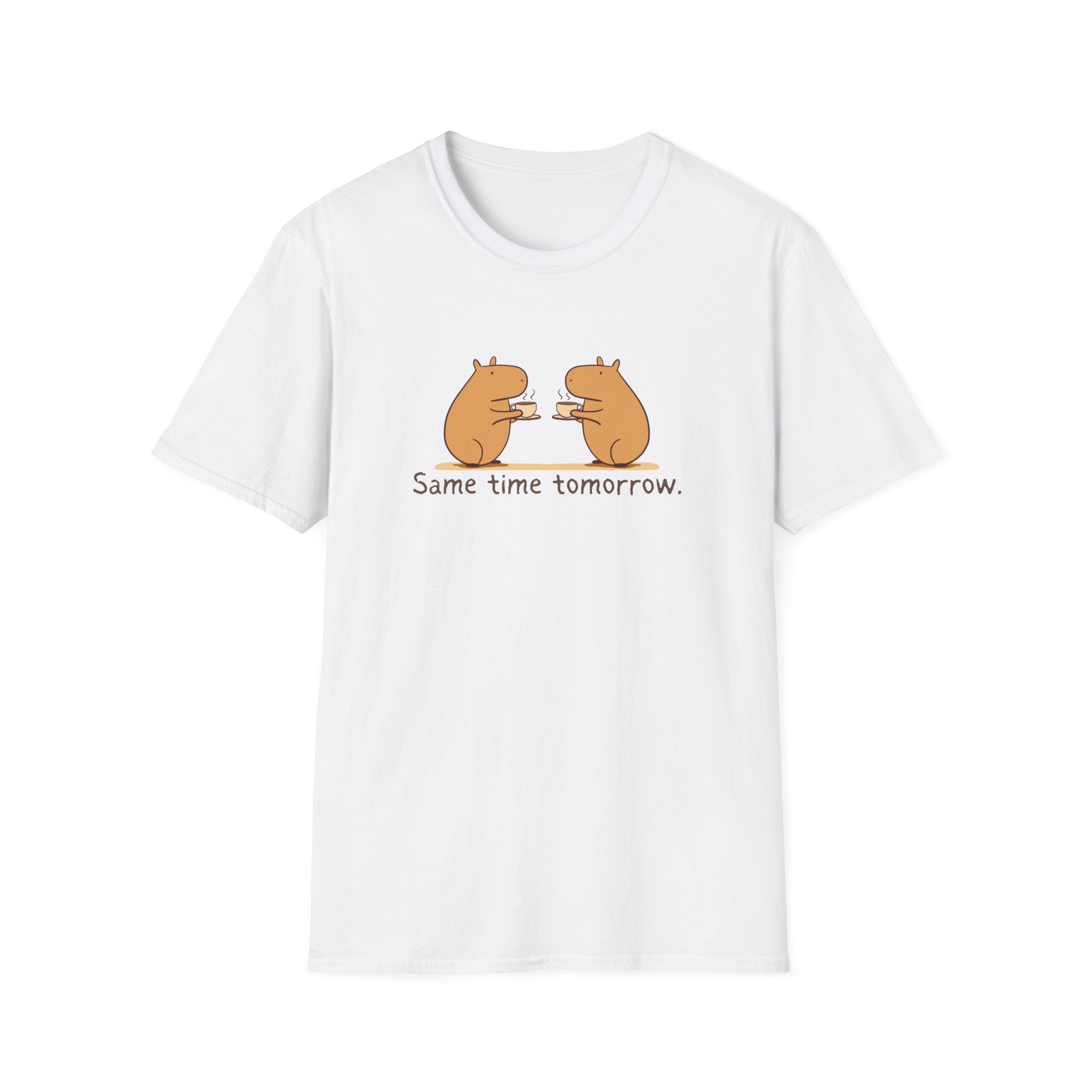 "Same Time Tomorrow" Coffee Lover Capybara Softstyle Tee