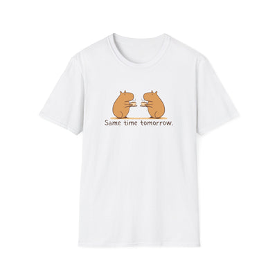 "Same Time Tomorrow" Coffee Lover Capybara Softstyle Tee
