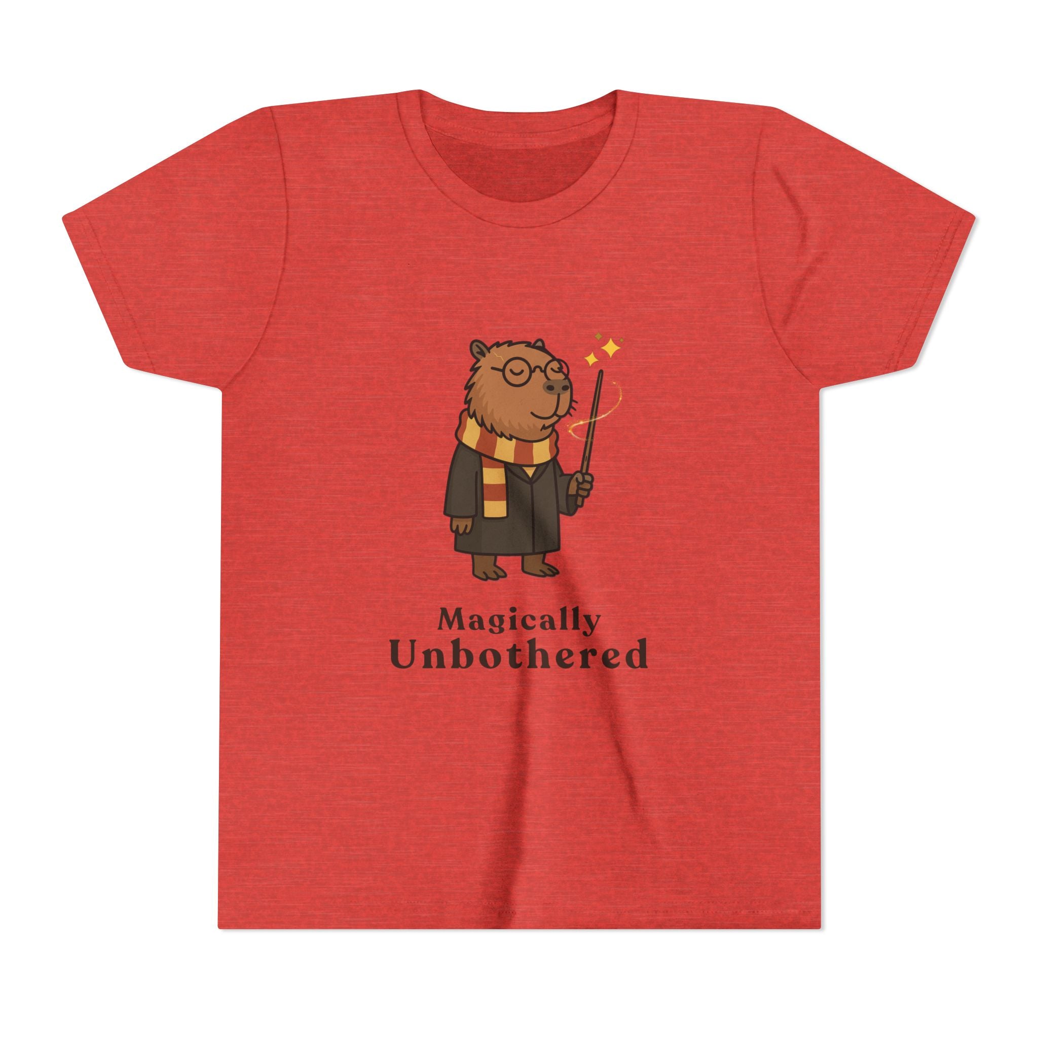 Magically Unbothered Kids Shirt | Chill Wizard Capybara Graphic Youth Tee