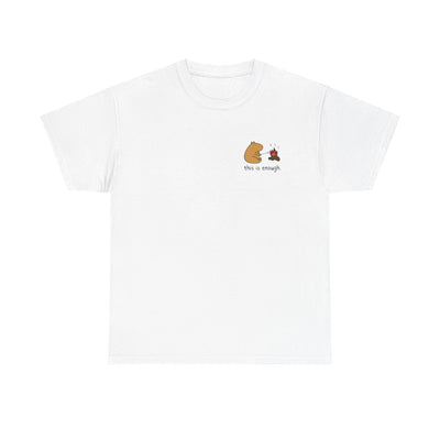 “This Is Enough” Left Chest Capybara Campfire Heavy Tee