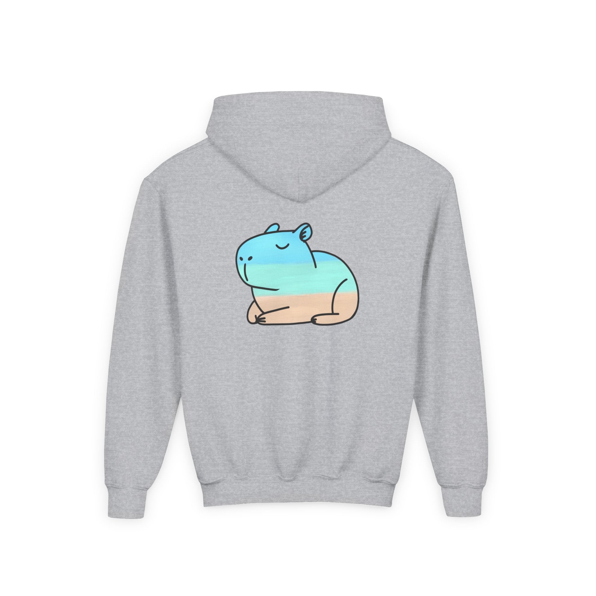Capy Life Kids Coastal Capybara Hoodie – Front & Back Beach Graphic Pullover
