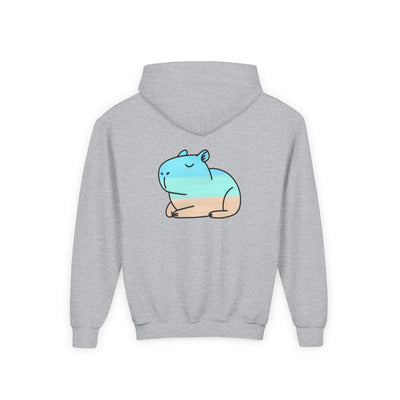 Capy Life Kids Coastal Capybara Hoodie – Front & Back Beach Graphic Pullover