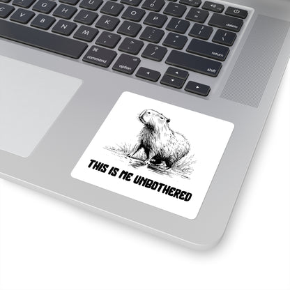This Is Me Unbothered Sticker – Funny Chill Capybara Vinyl Sticker for Water Bottles, Laptops & Journals