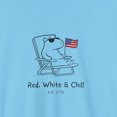 Funny USA Shirt – "Red, White & Chill" Capybara Heavy Tee