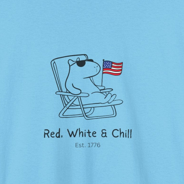 Funny USA Shirt – "Red, White & Chill" Capybara Heavy Tee
