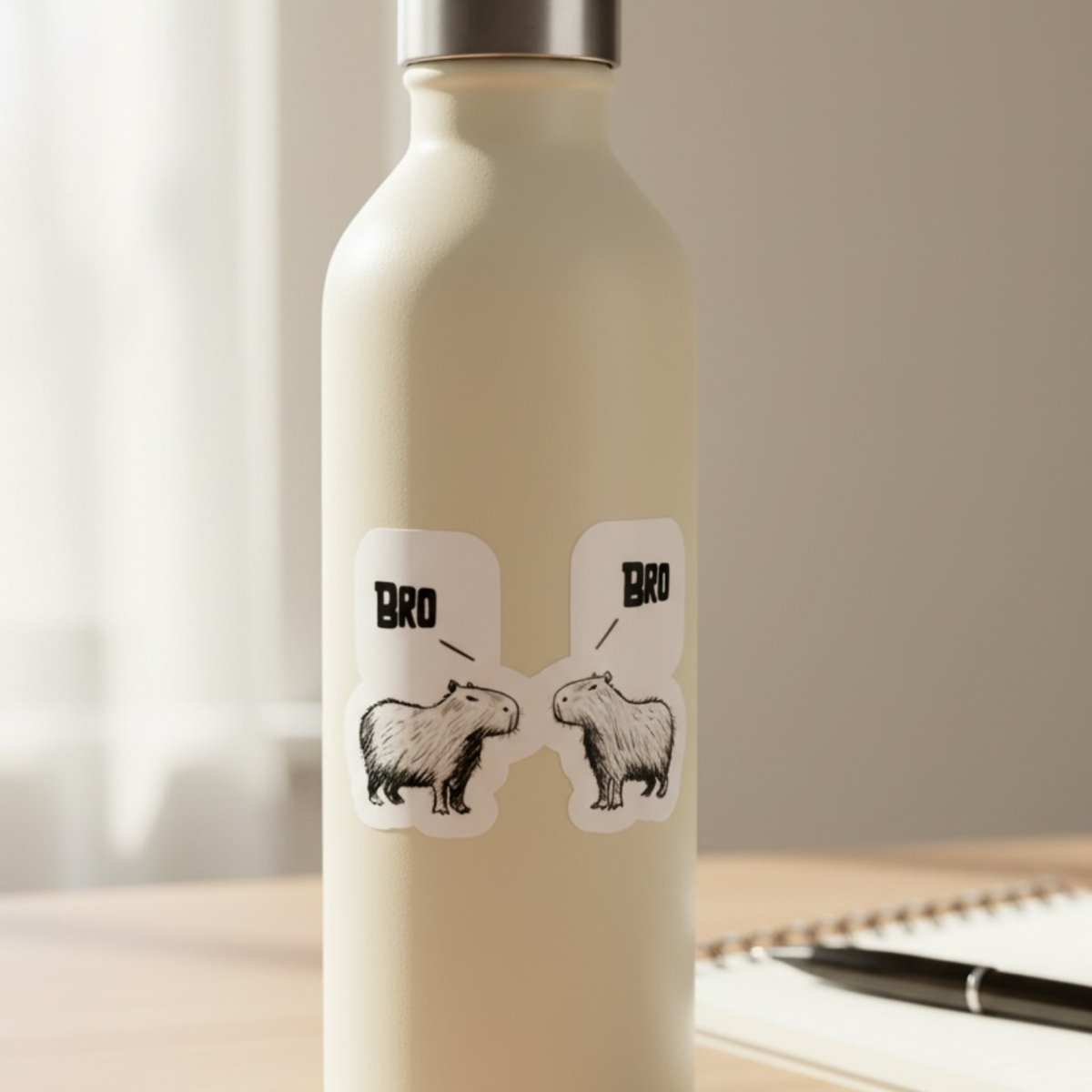 Bro Bro Capybara Die Cut Vinyl Sticker