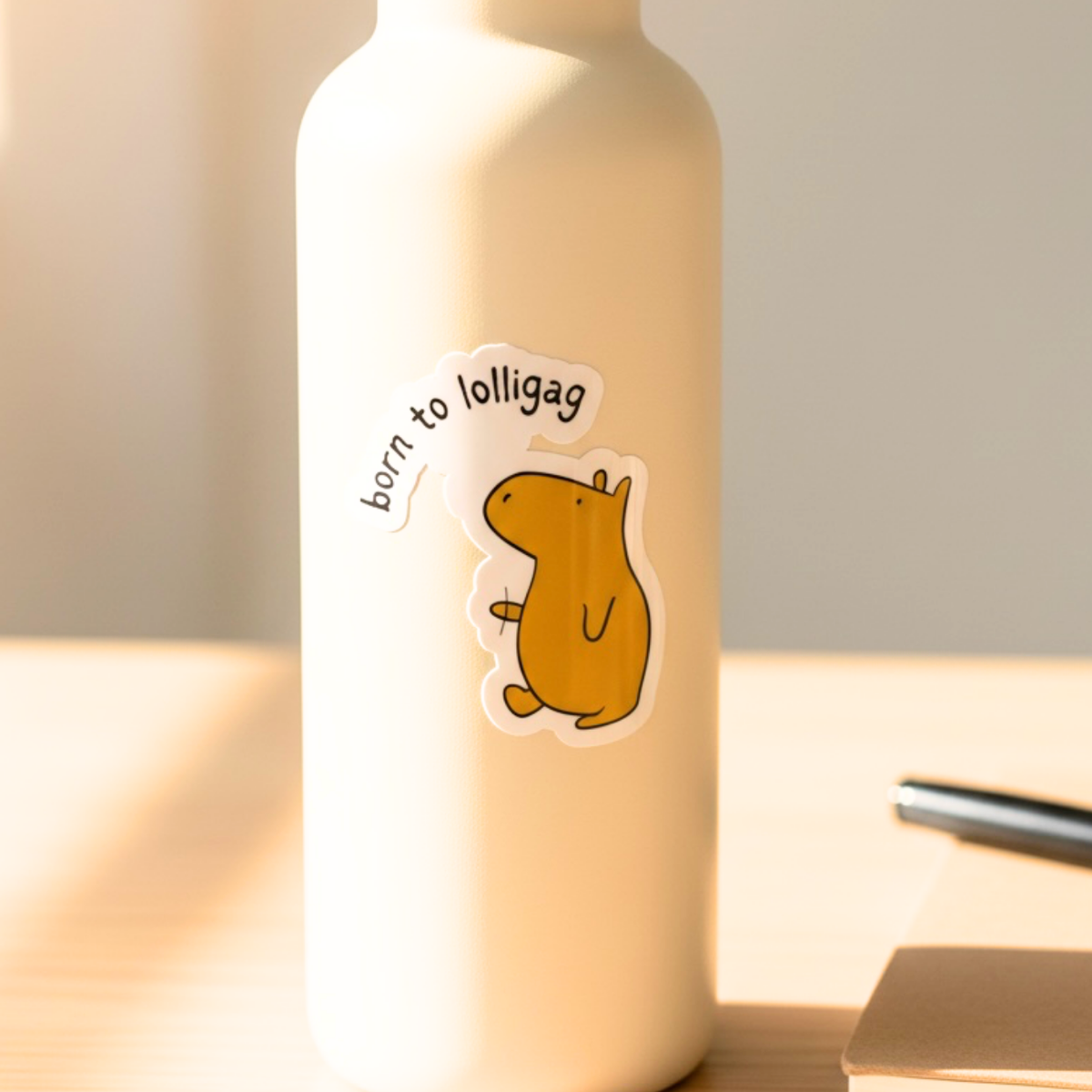 Born to Lolligag Capybara Die Cut Vinyl Sticker