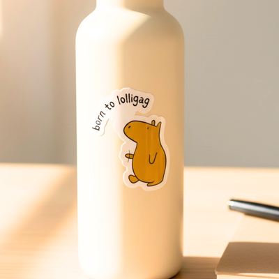 Born to Lolligag Capybara Die Cut Vinyl Sticker