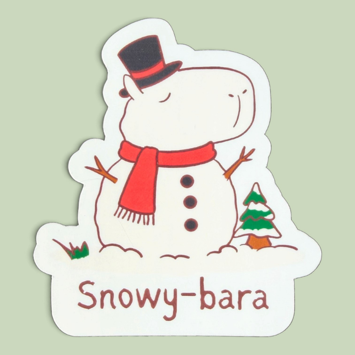 Snowy-bara – Die Cut Capybara Snowman Sticker