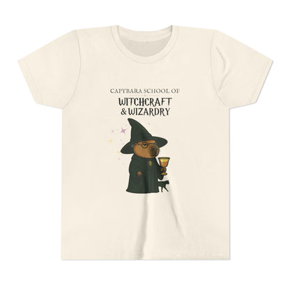 Whimsical Youth Tee - Capybara Professor McGonagall Shirt, Capybara School of Witchcraft & Wizardry, Funny Harry Potter Parody | Magical Fandom Gift |  Unisex Tee