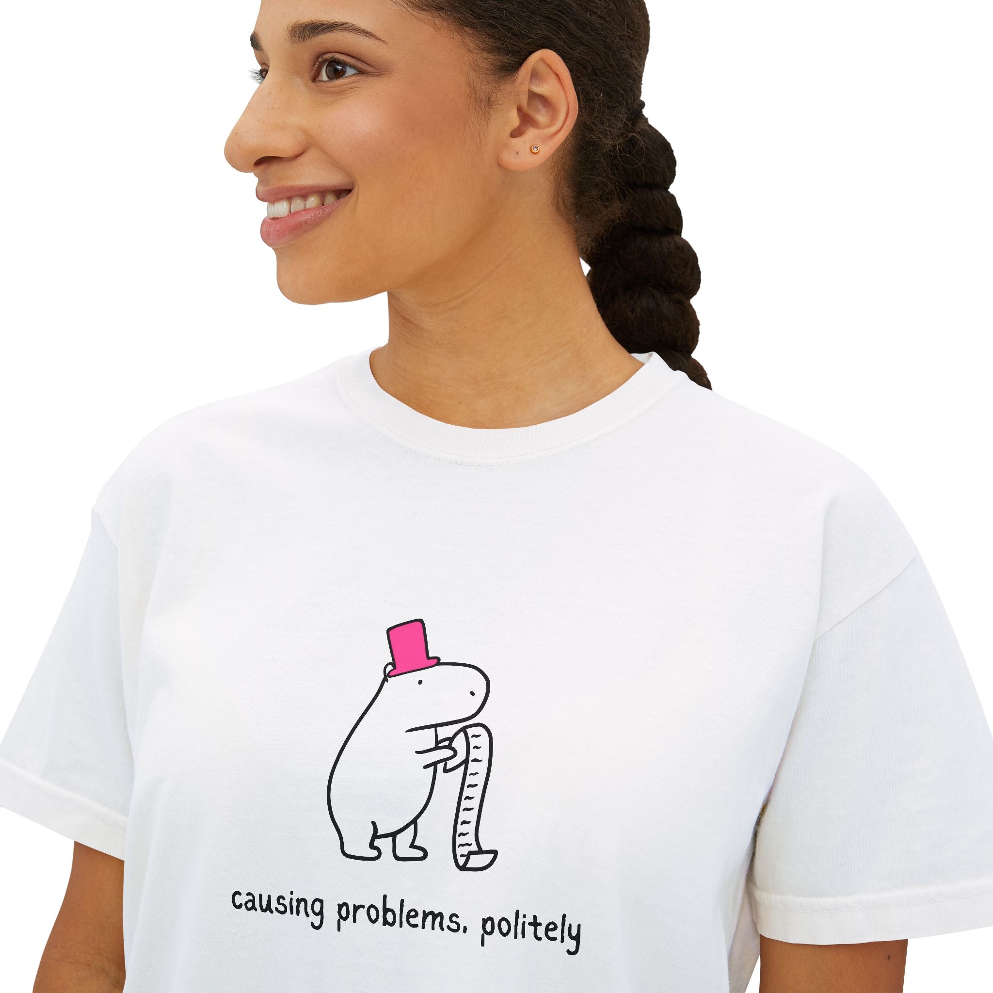 Funny Womens Boxy Tee - Capybara Causing Problems Politely