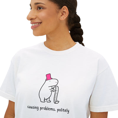 Funny Womens Boxy Tee - Capybara Causing Problems Politely