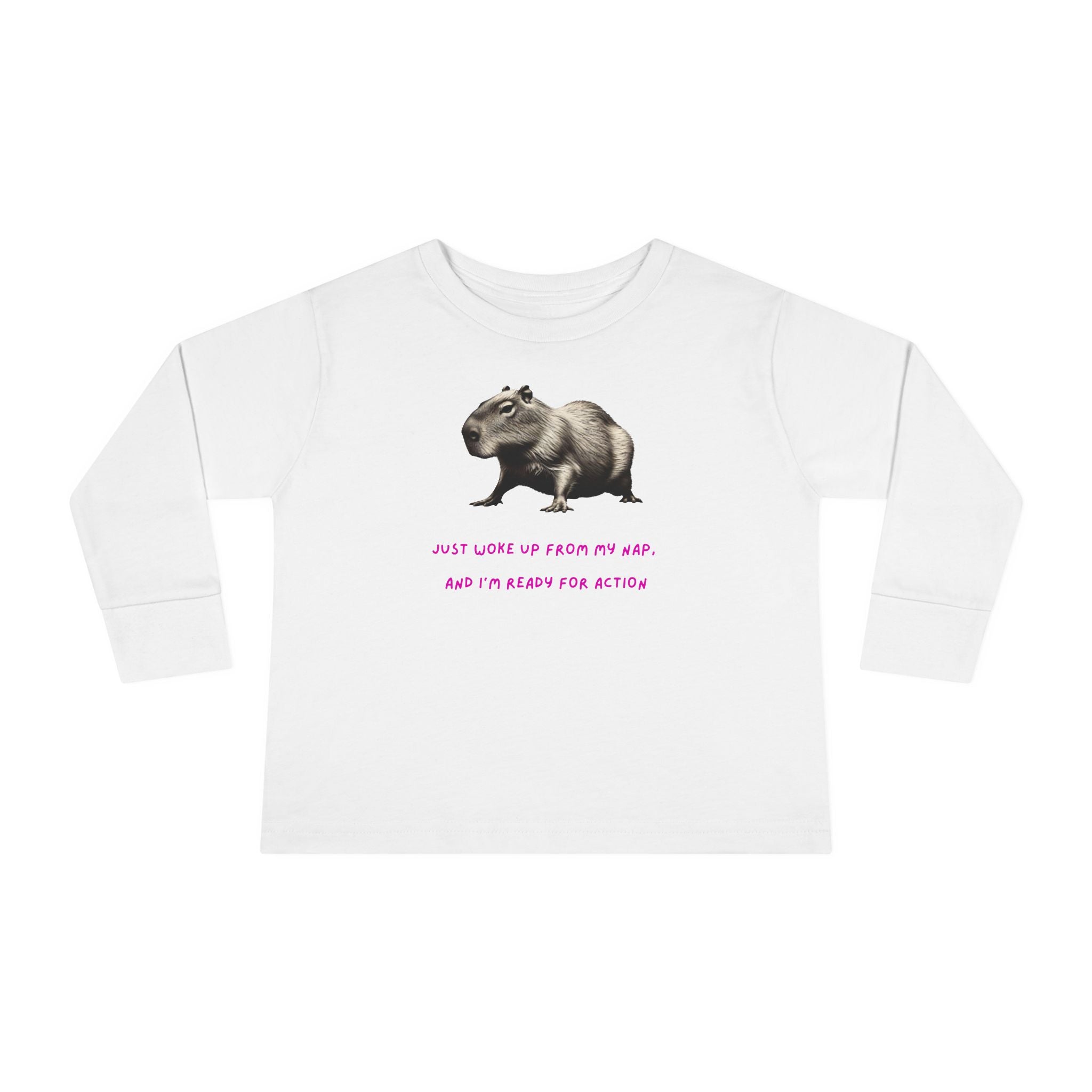 Capybara Ready for Action Toddler Long Sleeve Tee