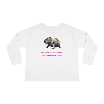 Capybara Ready for Action Toddler Long Sleeve Tee