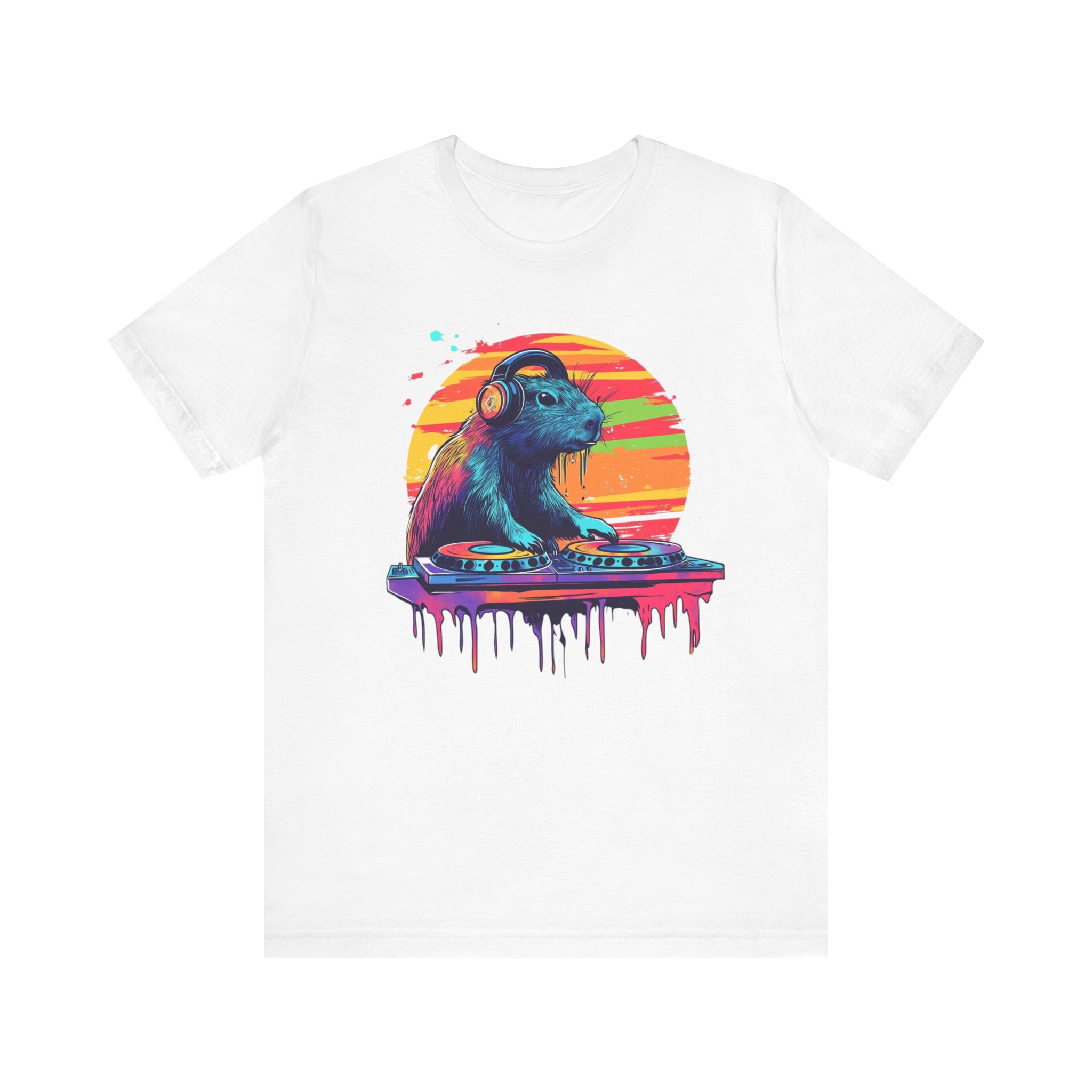 DJ Capybara Double Disc - Unisex Adult Short Sleeve Tee
