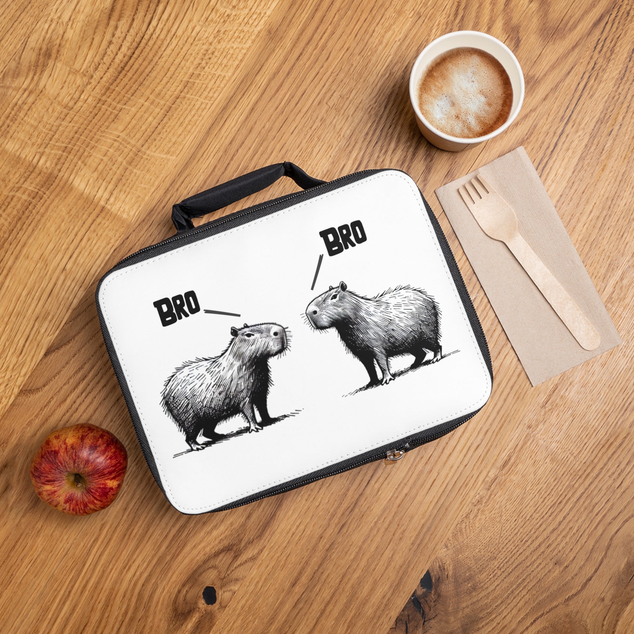 Personalized Kids Lunchbox – Bro Bro Capybara Design – Custom Name Option – Funny Lunch Bag for Boys and Girls with Big Energy
