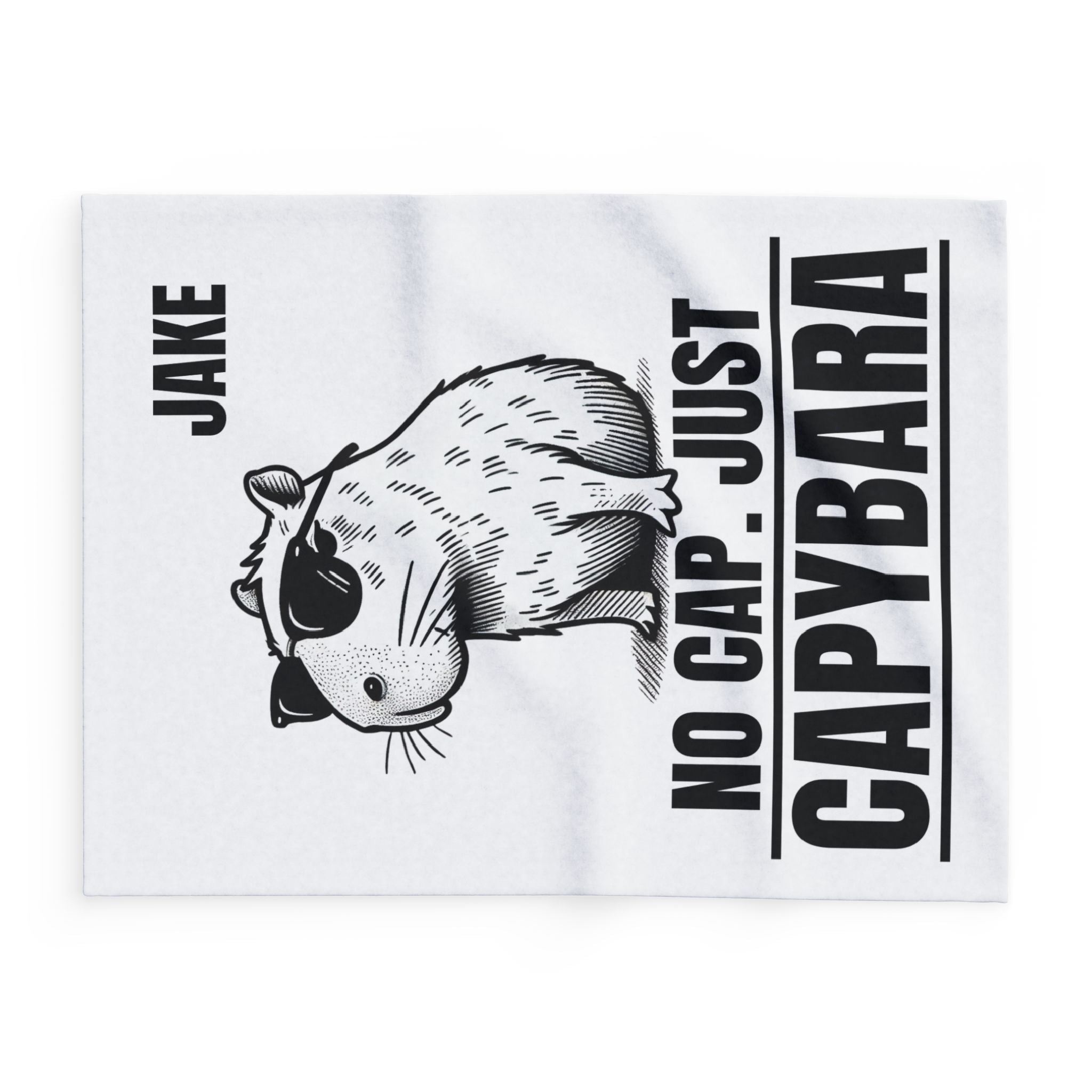 No Cap Just Capybara Personalized Fleece Blanket | Funny Custom Name Cozy Gift for Kids, Teens & Capybara Lovers