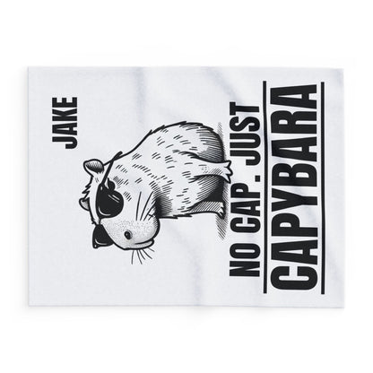 No Cap Just Capybara Personalized Fleece Blanket | Funny Custom Name Cozy Gift for Kids, Teens & Capybara Lovers