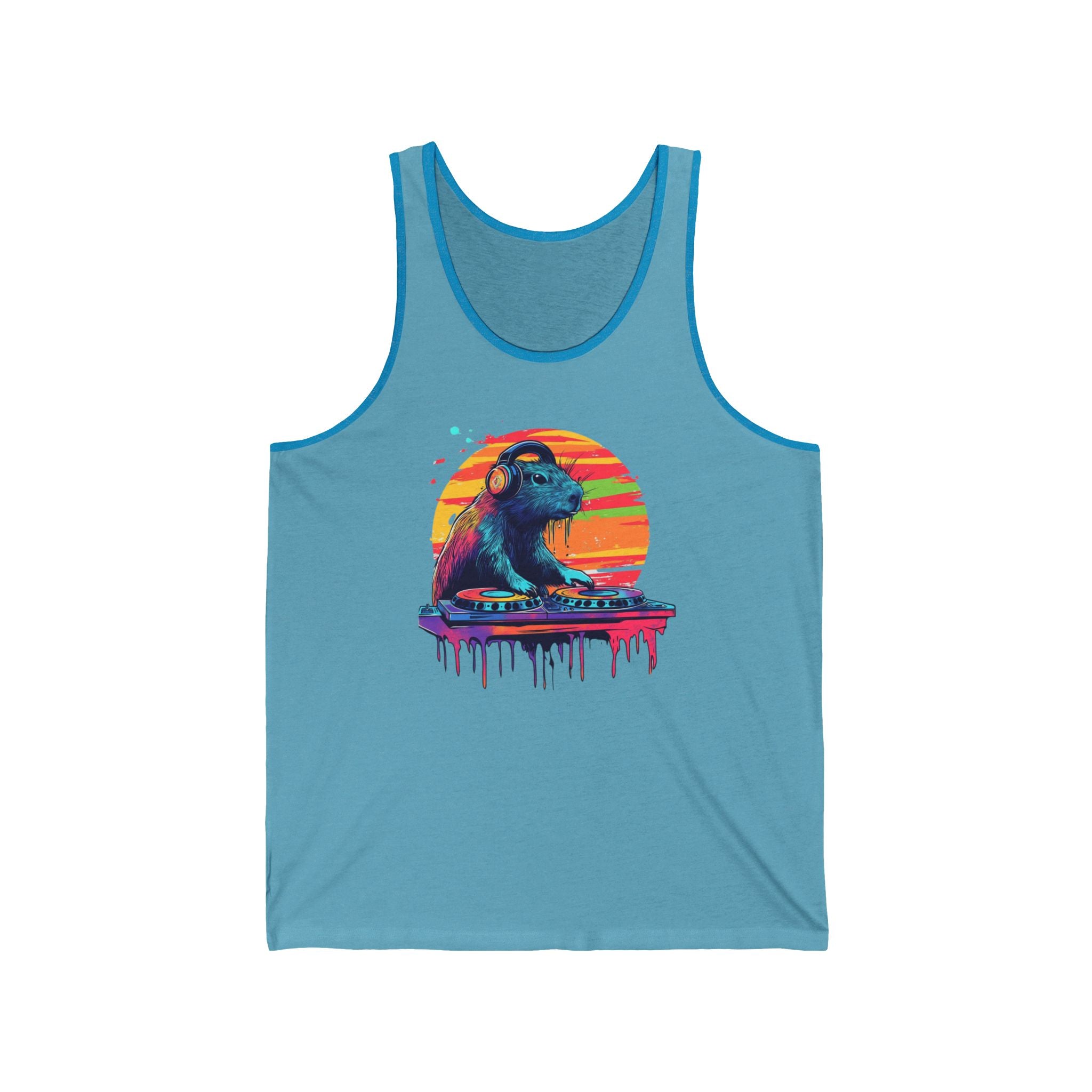 DJ Capybara Double Turntable - Unisex Adult Jersey Tank