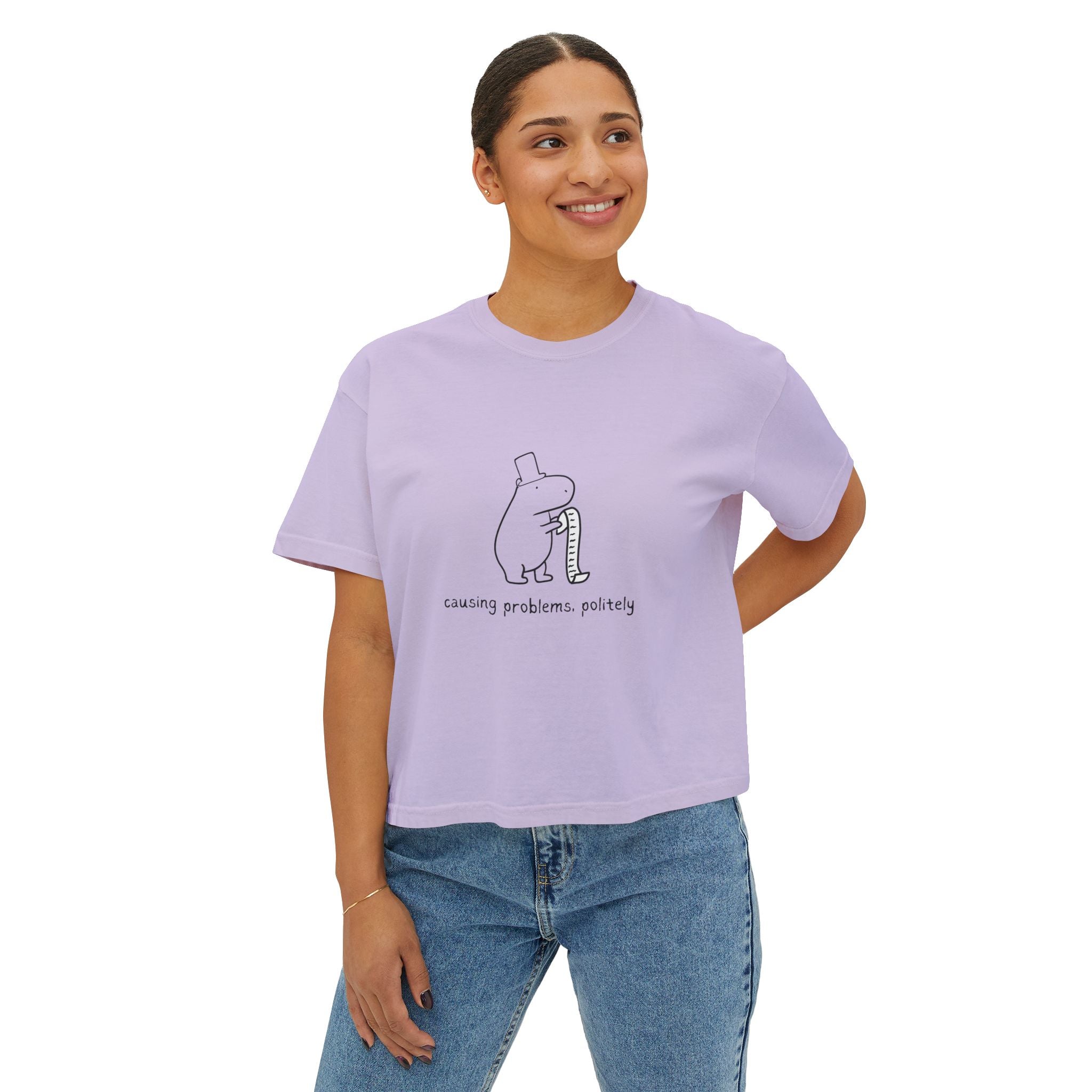 Funny Womens Boxy Tee - Capybara Causing Problems Politely