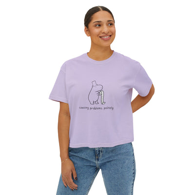 Funny Womens Boxy Tee - Capybara Causing Problems Politely