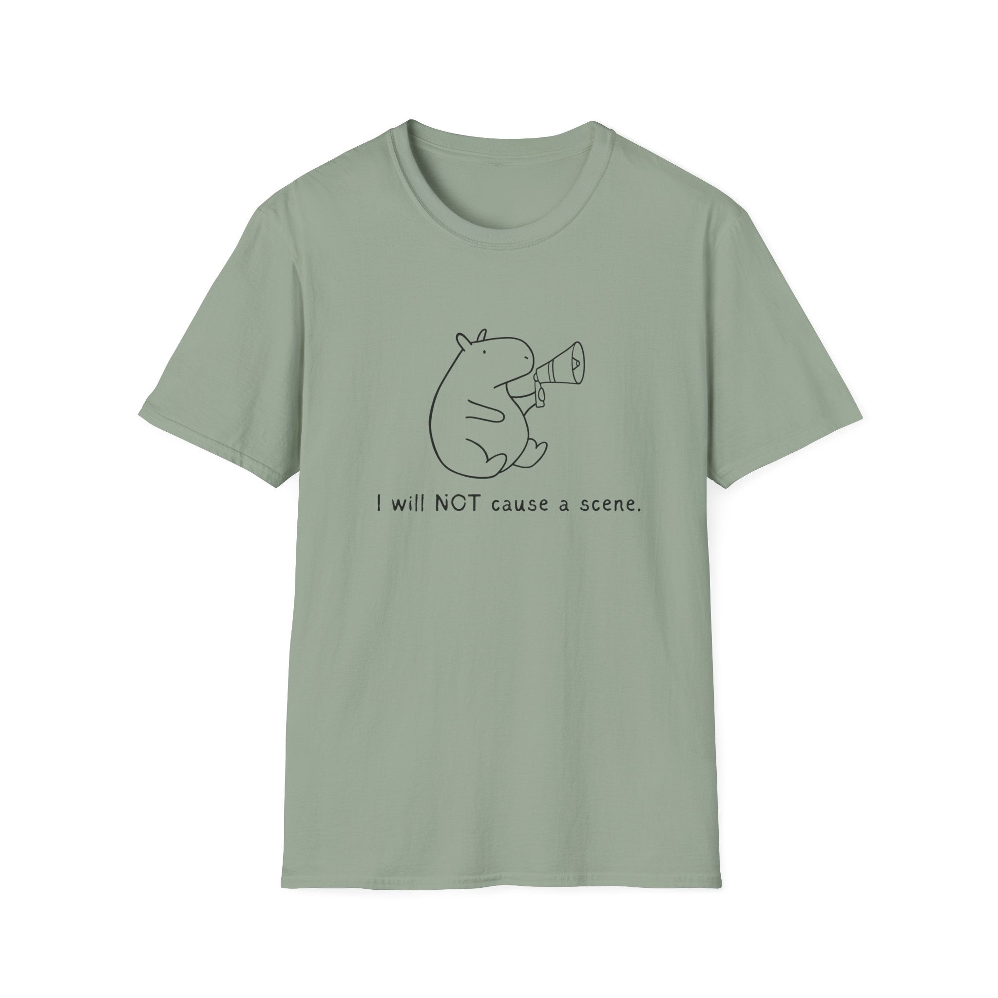Funny Capybara T-Shirt – “I will NOT cause a scene” Softstyle Tee
