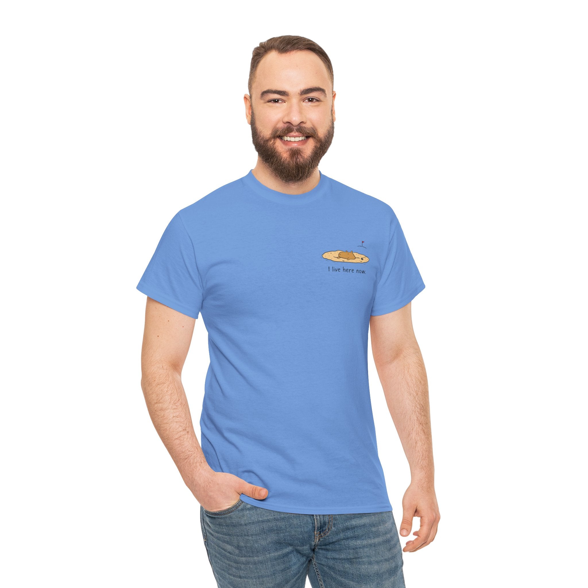 "I live here now"- Capybara Bunker Left Chest Heavy Tee