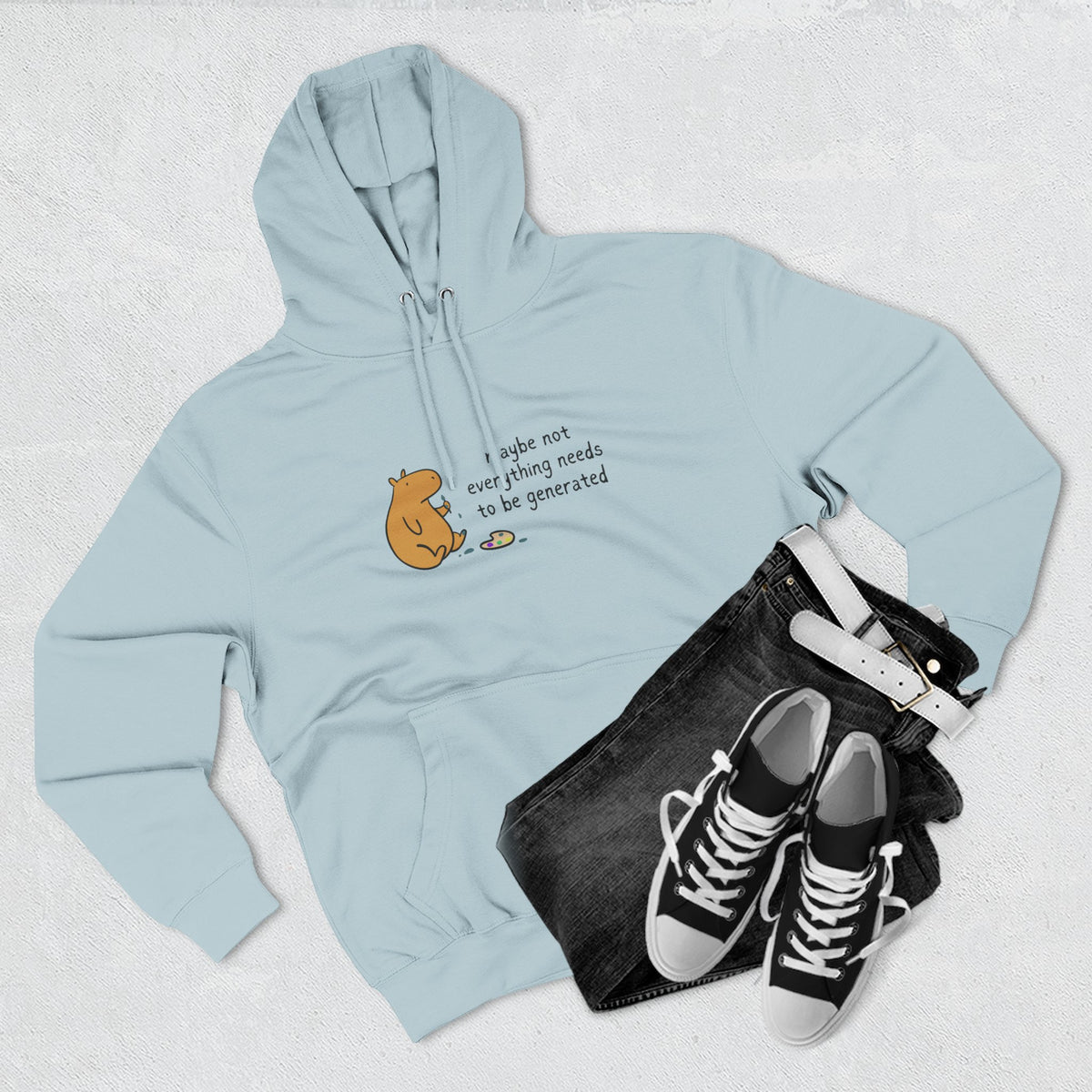 Maybe Not Everything Needs to be Generated - Capybara Fleece Hoodie