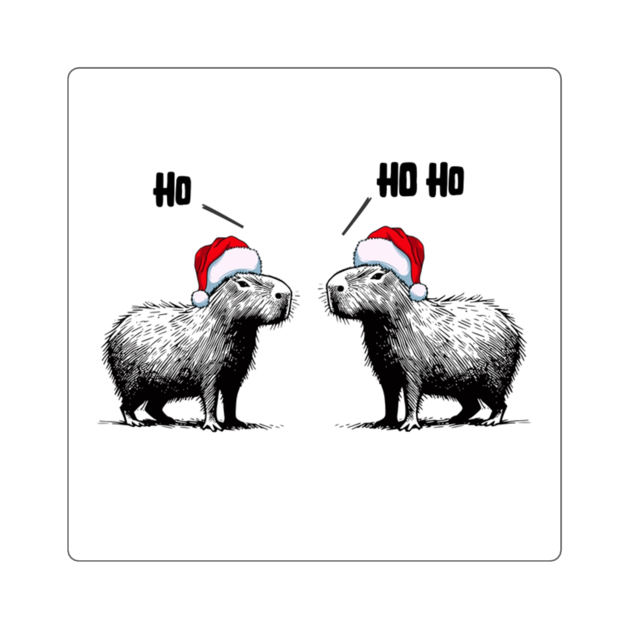 Ho Ho Ho Capybara Christmas Sticker – Funny Holiday Capybara Vinyl Decal